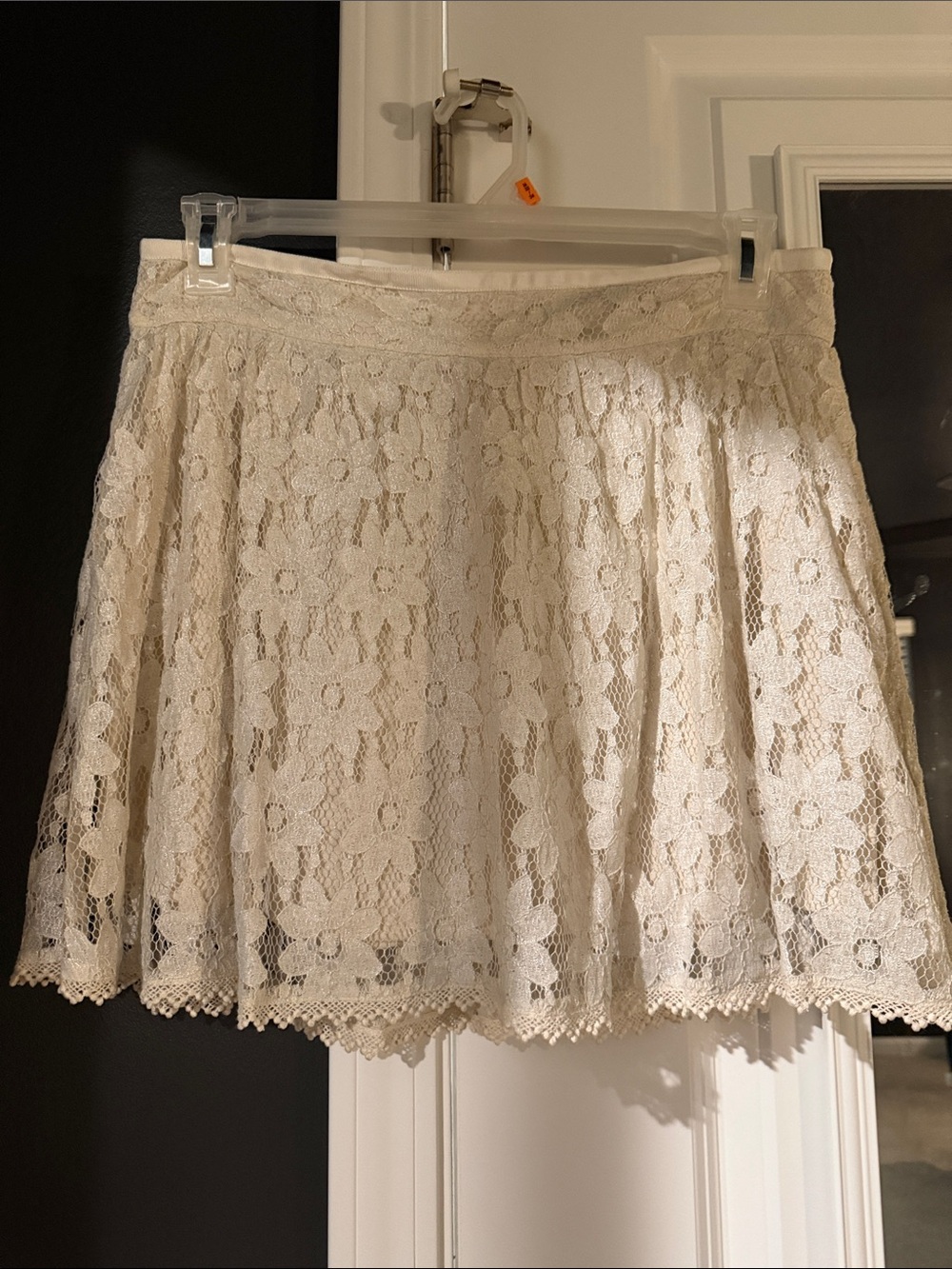 American Eagle Outfitters Cream Lace Skater Mini Skirt